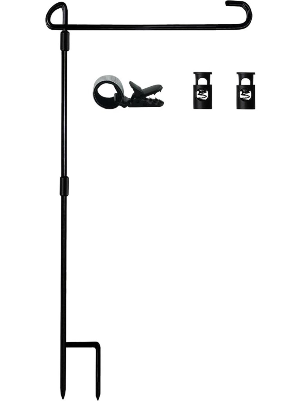 Garden Flag Stand-Holder-Pole with Flag Stopper and Clip Waterproof Powder-Coate